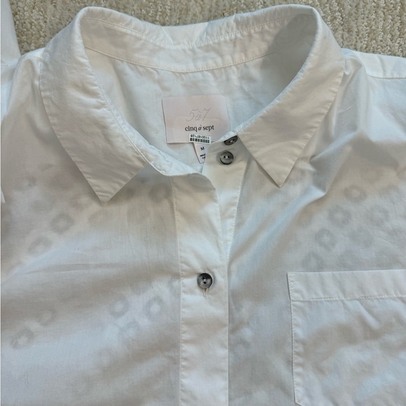 CINQ Á SEPT white crisp blouse with a crochet back M - Picture 10 of 11